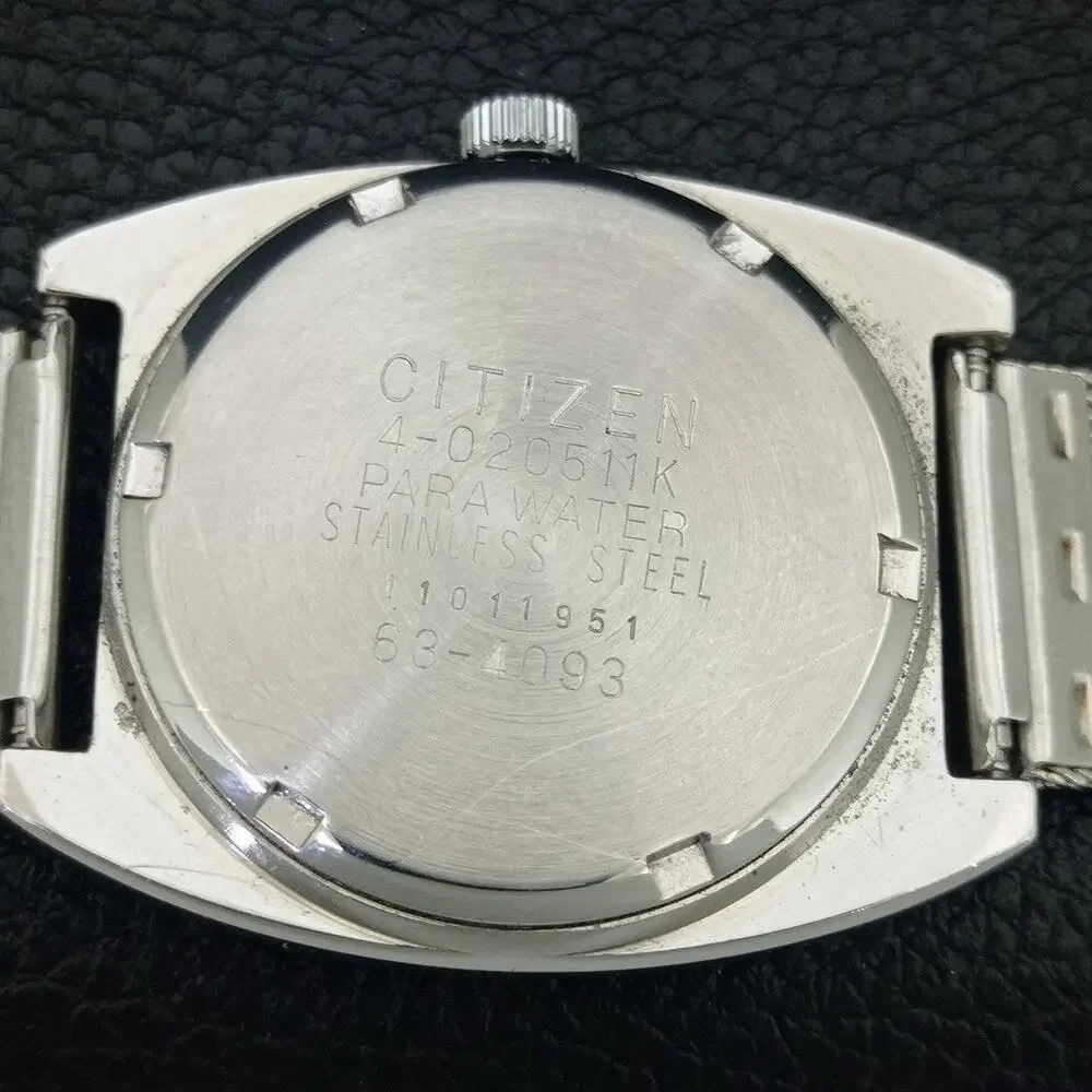 Vintage 1973 Citizen Manual Wound Mens Silver Watch & White accents